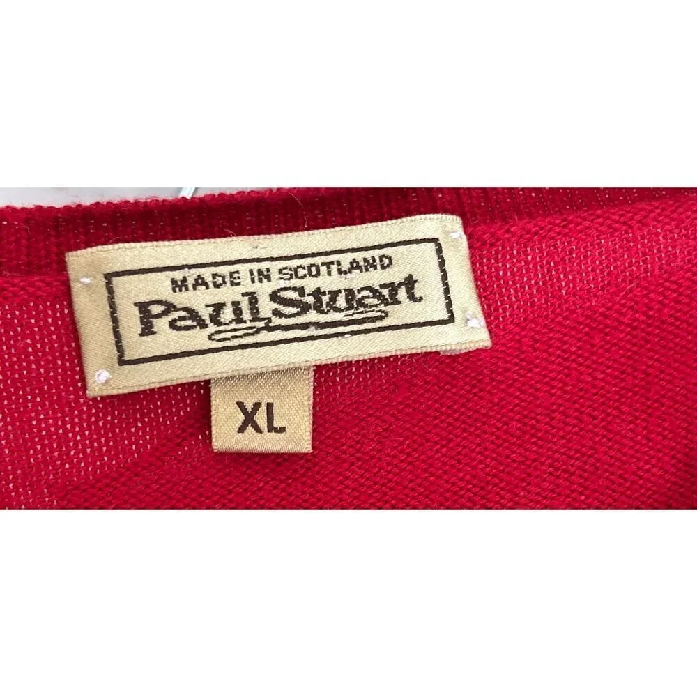 Paul Stuart Red Wool Crewneck Sweater Made In Scotland XL Mens